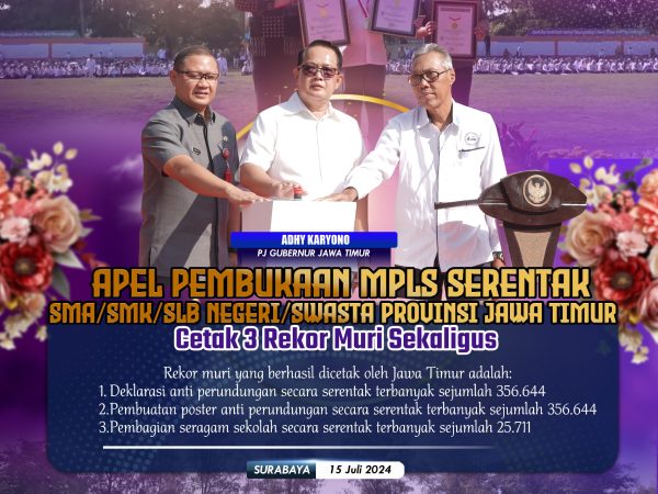 Apel Pembukaan MPLS Serentak SMA/SMK/SLB Negeri/Swasta Provinsi Jawa Timur, Cetak 3 Rekor Muri Sekaligus